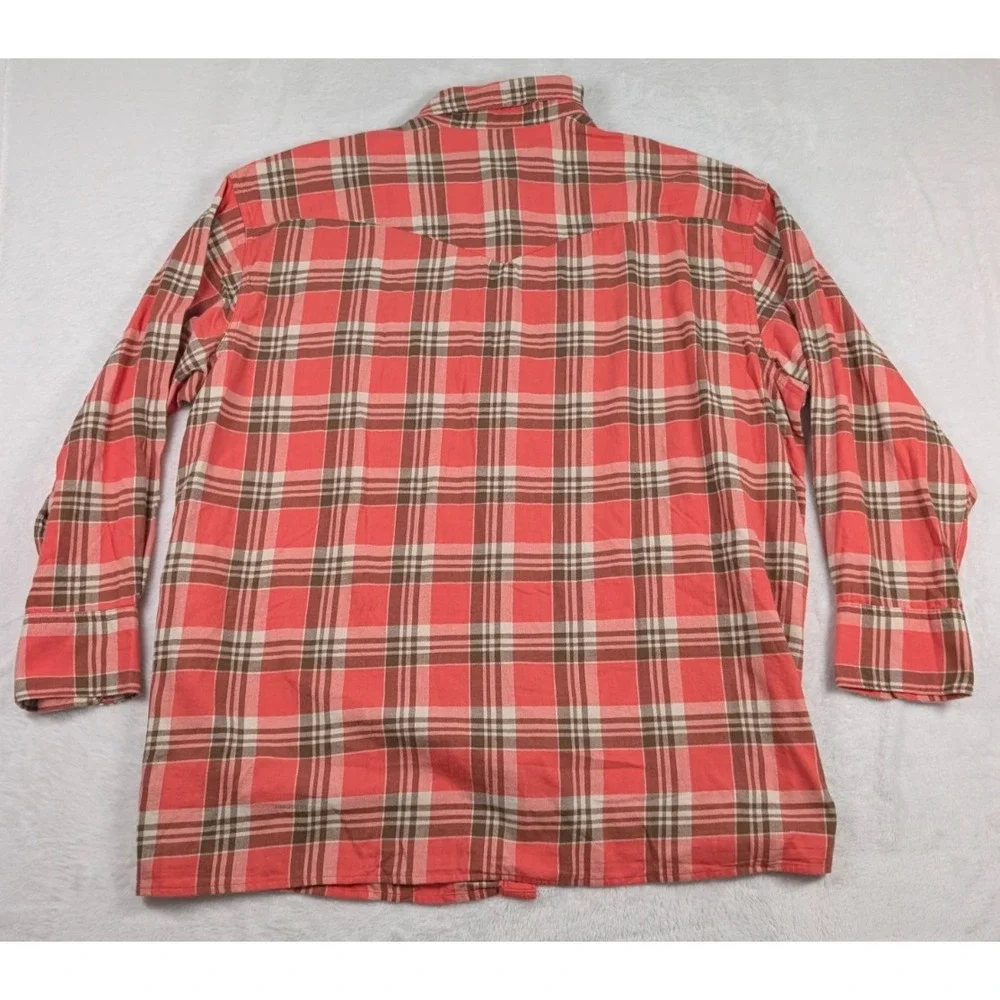 Levi's Flannel Pearl Snap Shirt Mens‎ XL Coral Brown Plaid Long Sleeve NWT